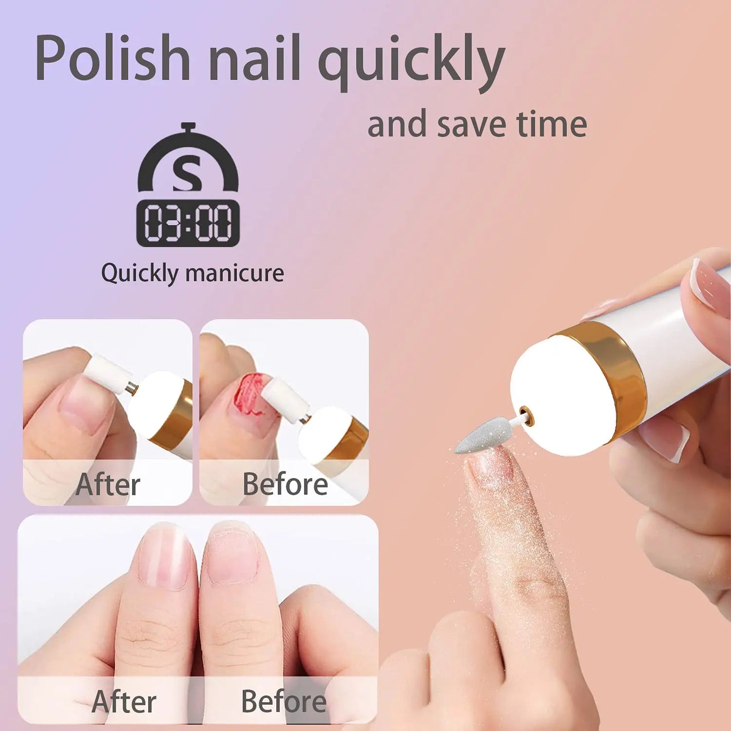 5 In 1 Professional Mini Electric Nail Drill Kit Battery Nail Art Exfoliating Polishing